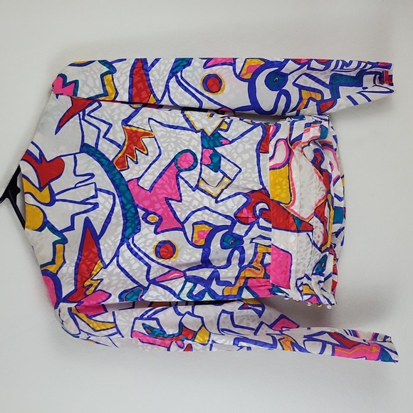 Vtg Ultimate 80s Flora Kung Silk Wrap New Wave Abstract Top - Picture 12 of 12